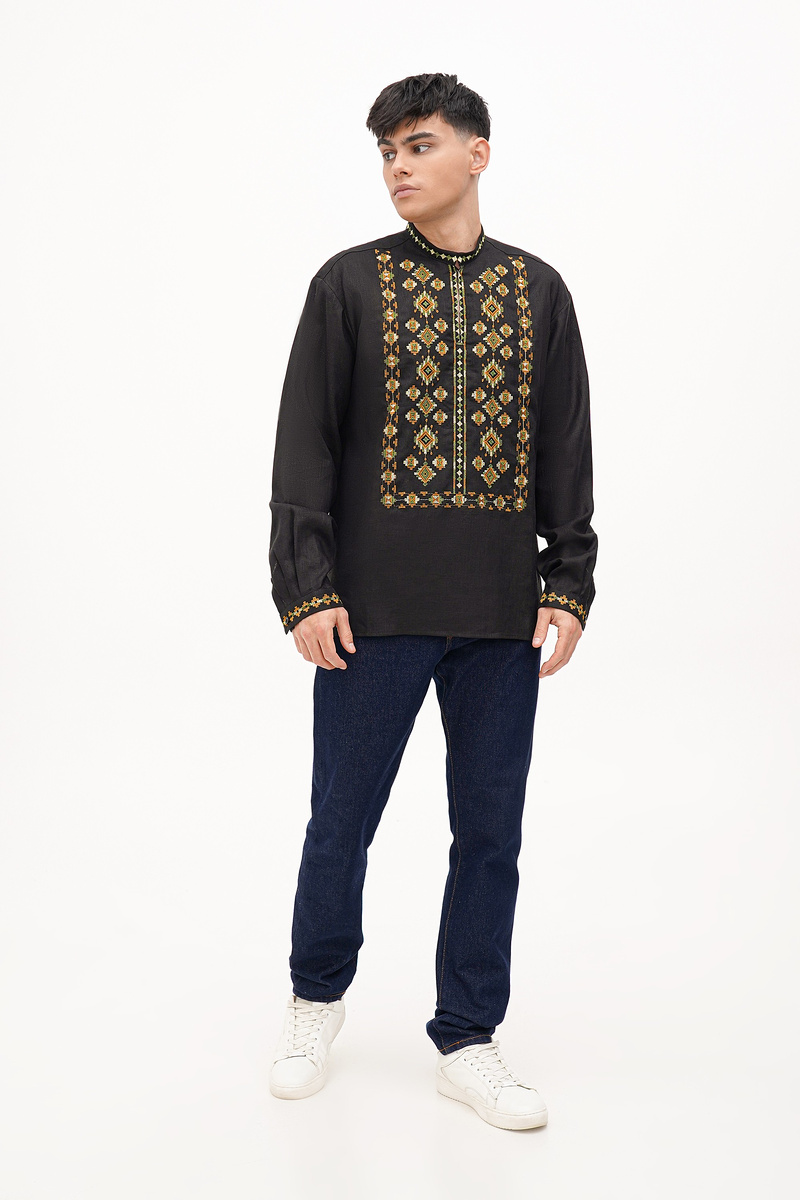 Black men's embroidered shirt Yarema